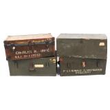 WWII US ARMY OFFICER & ENLISTED STORAGE TRUNKS