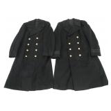 WWII US NAVAL OFFICER DRESS BLUE OVERCOAT LOT OF 2