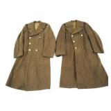 WWII US ARMY ENLISTED MAN WINTER OVERCOAT LOT OF 2