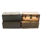 WWII US ARMY OFFICER & ENLISTED STORAGE TRUNKS