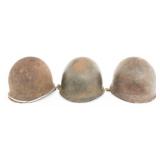 WWII US M1 HELMETS, FIBER & HIGH PRESSURE LINERS