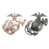 WWII USMC OFFICER DRESS & SERVICE EGA CAP BADGES