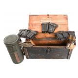 WWII GERMAN FIELD GEAR, AMMO POUCHES & GAS MASK