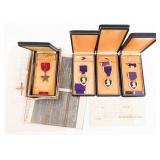 WWII US ARMED FORCES PURPLE HEARTS & BRONZE STAR