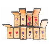 WWII US ARMED FORCES PURPLE HEARTS & MEDALS