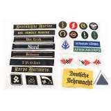 MODERN COPY WWII GERMAN CAP TALLIES & TRADE PATCH