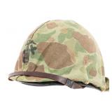 WWII USMC M1 COMBAT HELMET WITH CAMO COVER