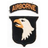 WWII US ARMY 101st AIRBORNE WHITE TONGUE PATCH