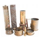 WWI - WWII US & BRITISH ARTILLERY SHELL TRENCH ART
