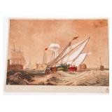 ENTRANCE OF CALAIS HABOUR LITHOGRAPH BY JW TURNER