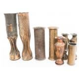 WWI - WWII US & BRITISH ARTILLERY SHELL TRENCH ART