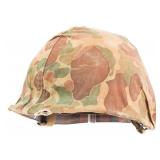 WWII USMC M1 HELMET WITH CAMO COVER & LINER