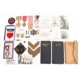 WWI US AEF NAMED PURPLE HEART & INSIGNIA GROUPING