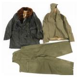 WWII US NAVY DECK COAT, PARKA & TROUSERS