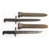 WWII US ARMY M1905E1 BAYONETS WITH SCABBARDS