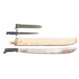 WWII US ARMY M1905E1 BAYONET & USN MkI MACHETE