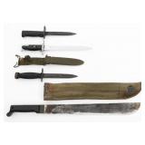 WWII - COLD WAR US M1, M4, M5 BAYONETS & MACHETE