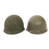 KOREAN WAR US ARMY M1 COMBAT HELMETS WITH LINERS