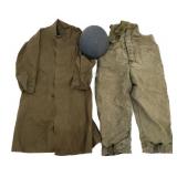 WWII USN MkII TALKER HELMET, OVERALLS & RAINCOAT