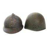 WWI - WWII FRENCH M15 ADRIAN & ITALIAN M33 HELMETS