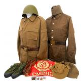 USSR Ssh40 COMBAT HELMET & UNIFORM ITEMS