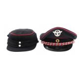 WWII GERMAN FIRE POLICE OFFICER VISOR & FIELD CAPS
