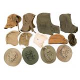 WWII US ARMY & NAVY CAPS, HOODS & FLYING LINERS