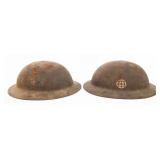 WWI US AEF 110th ENG. & 69th INF. M1917 HELMETS