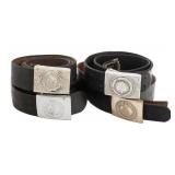 WWII GERMAN HEER, HJ, DAF & POLICE EM BELTS