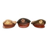 WWII US ARMY OFFICER CRUSHER & VISOR CAPS