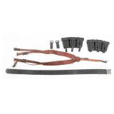 WWII GERMAN HEER SUSPENDERS, BELT & AMMO POUCHES