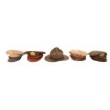 WWII US ARMY SERVICE, CRUSHER CAPS & CAMPAIGN HAT