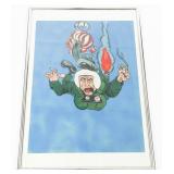 PAINTED ARMY CARTOON PARATROOPER & ASTRONAUT PRINT
