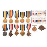 WWI NAMED BRITISH VICTORY & CAMPAIGN MEDALS