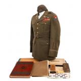 WWII US ARMY NAMED UNIFORM & SCRAPBOOK GROUPING