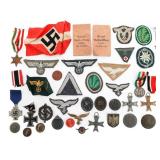 WWII GERMAN WEHRMACHT INSIGNIA, PATCHES & MEDALS