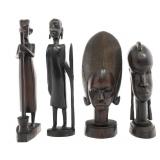 AFRICAN EBONY WOOD TRIBAL CARVED FIGURINES