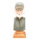 HAND PAINTED & CARVED WOODEN CONFEDERATE BUST