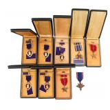 WWII US NUMBERED DSC & PURPLE HEART AND MEDALS