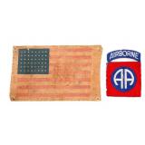 WWII US PARATROOPER D-DAY ARMBAND FLAG, 82nd PATCH