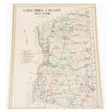 20th C. FRAMED MAP OF COLUMBIA COUNTY, NEW YORK