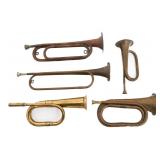 WWI - WWII US REGULATION & GERMAN BRASS BUGLES