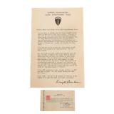 WWII US EISENHOWER D-DAY LETTER & PATTON CARD