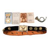 US GAR ENCAMPMENT SOUVENIR BADGES & BUTTON BELT