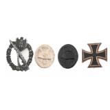 WWII GERMAN HEER ASSAULT, WOUND BADGE & IRON CROSS