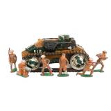 MARX E12 WIND UP TANK & MANOIL LEAD TOY SOLDIERS
