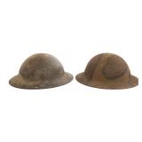 WWI US AEF CAMO & UNIT MARKED M1917 COMBAT HELMETS