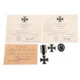 WWI GERMAN PRUSSIAN NAMED IRON CROSS GROUPING