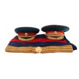 COLD WAR SOVIET GENERAL VISOR CAPS & BROCADE BELT