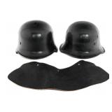 WWII GERMAN FIRE POLICE M34 & SQUARE DIP HELMETS